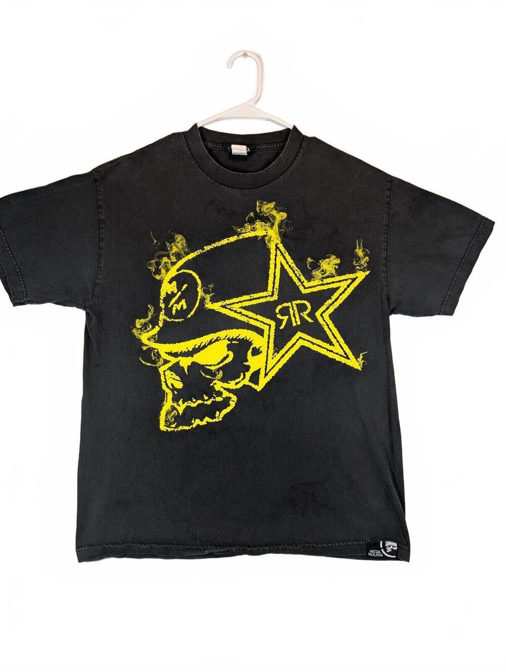 Metal Mulisha Rockstar Skull Graphic Black Cotton Crewneck MX Tee Mens Medium